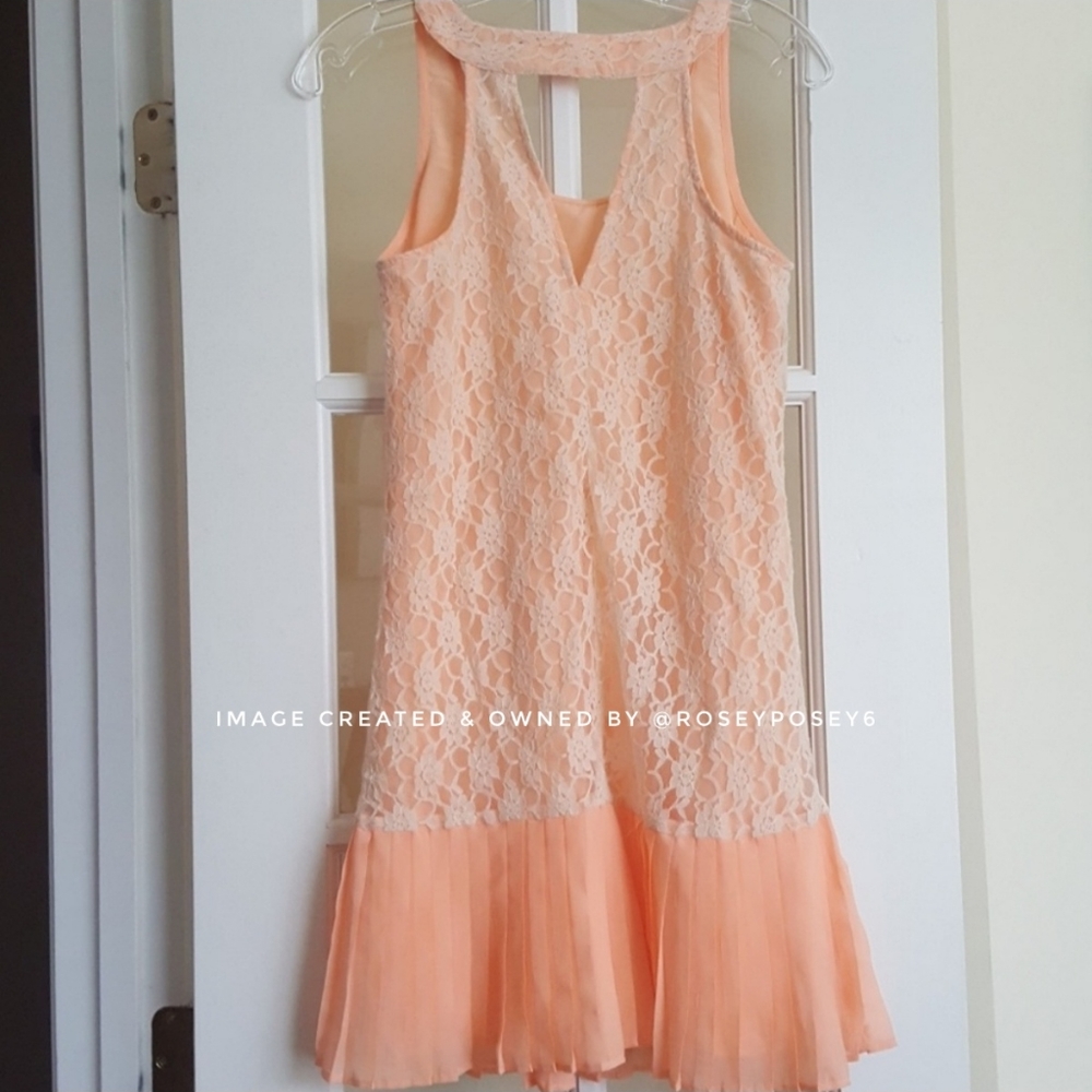 Jessica Simpson Peach/Pink Lace Pleated Tank Spring Summer Dress NWOT - Picture 4 of 7